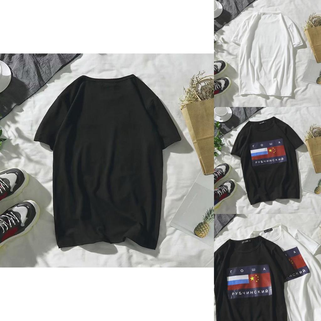 Russian Woman Man Flag Streetwear Fitness Short Sleeve Black White T Shirt