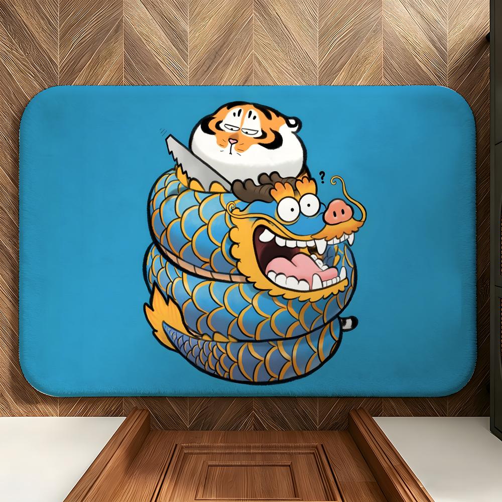 Character I-I'm Not Fat T-Tiger Floor Mat Soft Flannel Entrance Door Mat Non Slip Absorbent Bathroom Bedroom Floor Rug