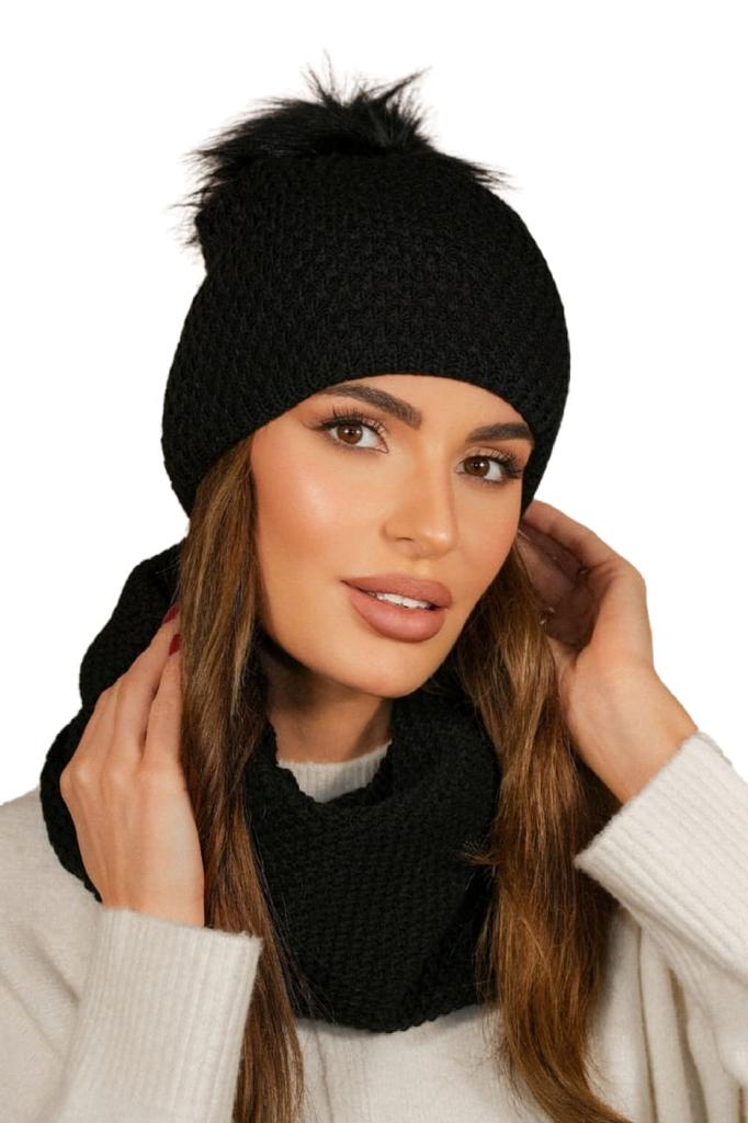 Rubbi Winter Hat and Snood Set, Black
