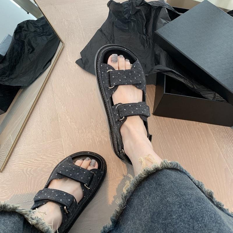 Fashion 2025 Summer Women's Sandals New Comfortable Thick Sole Sandals Round Toe Plaid Open Toe Sports Sandals Wedges Shoes For Women