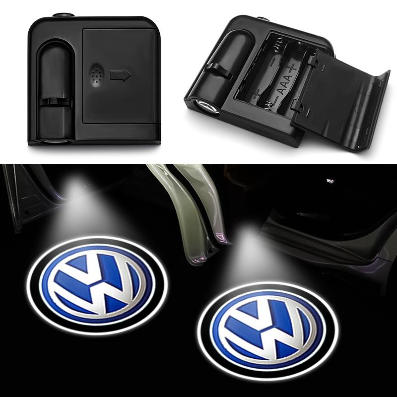 2Pcs Wireless LED Car Door Welcome Light Projector Ghost Shadow For VW Golf 4 5 6 7 Passat B5 B6 B8 Tiguan Polo Jetta GTI R LineKD1