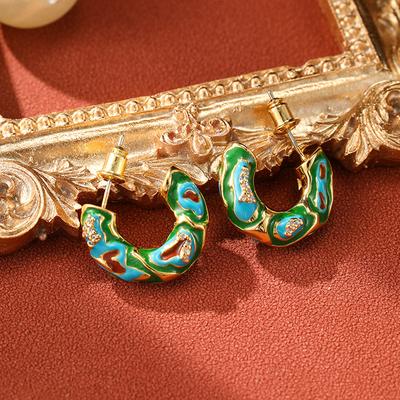 Šperky Jaro Nové Dámské Luxusní Design Kapající Olej Smaltované Náušnice Elegantní A Módní Styl Náušnice Módní Šperky