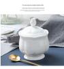English Style White Ceramic Coffee Set: 7-Piece Bone China Cup, Pot, Saucer & Spoon.