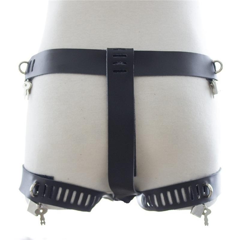 BDSM Bondage Sexy Costume Sex Toys Slave Training Leather Sub Lock Underwear Chastity Pants