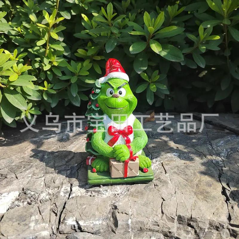 Christmas Grinch Green Hair Monster Christmas Atmosphere Gifts Ornaments Ornaments Creative Decorations Resin Crafts