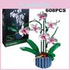 Exquisite Orchid Butterfly Orchid Bouquet Building Blocks Set For Girls Abs Plastic Material Small Particle Type