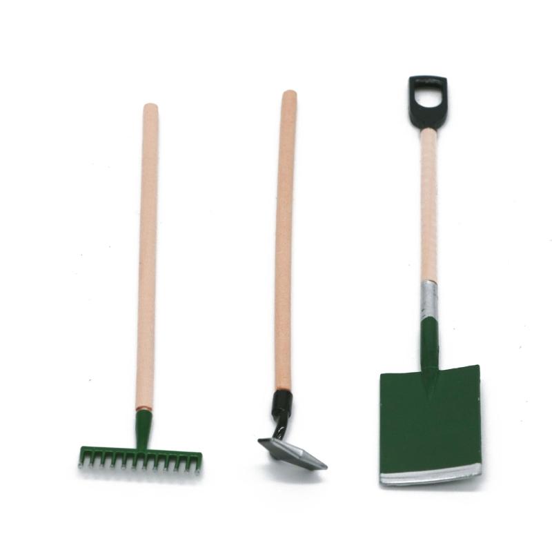12PCS Dollhouses Gardening Accessories Tool Set with Rainboot Broom Shovel Rake For 1/12 Scale Garden Scene Decoration