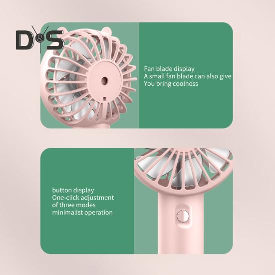 Ventilator mic de mână, cu 3 setări de viteză, flux de aer puternic, zgomot redus, ventilator de buzunar reîncărcabil prin USB, cu baterii