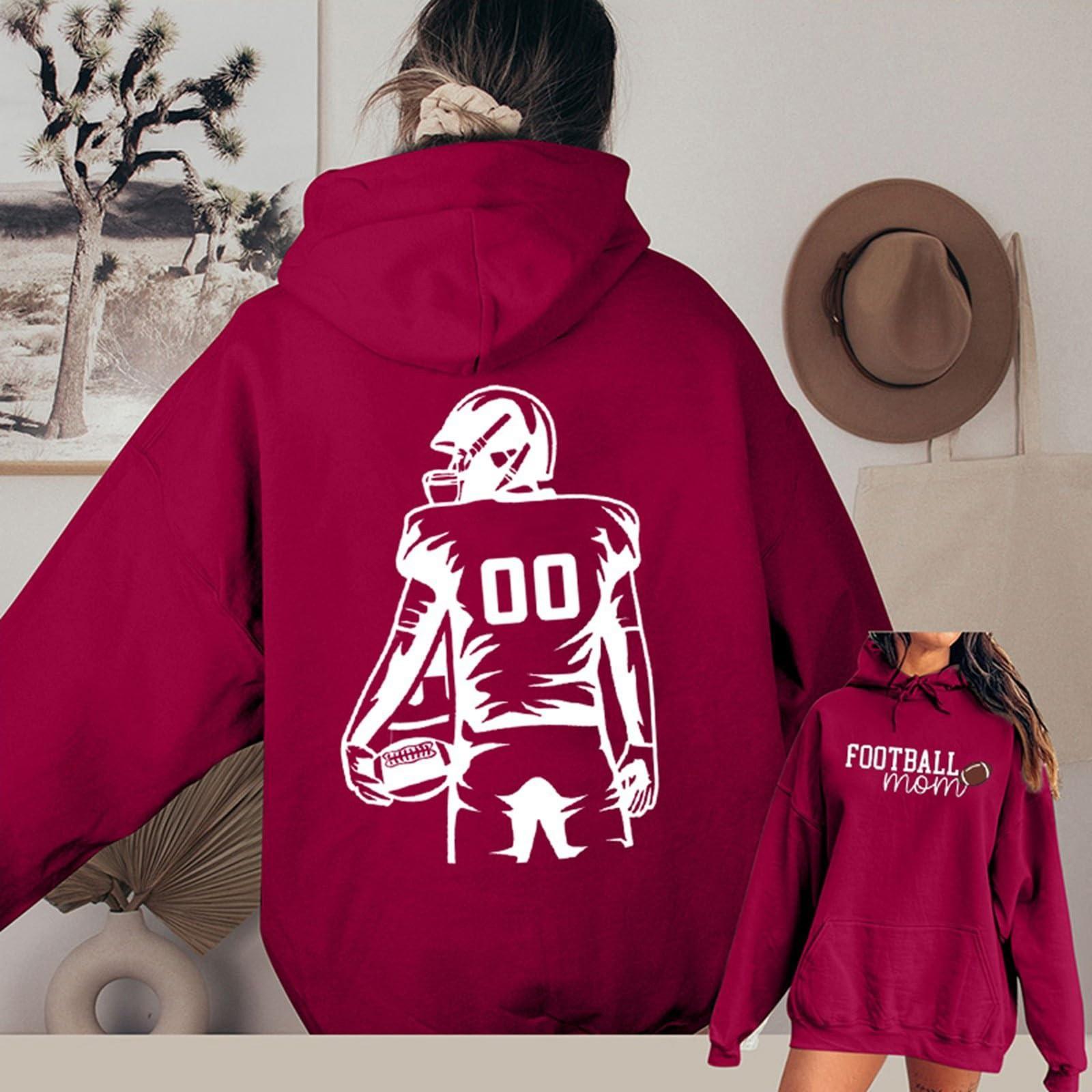 

Женская мода легкий длинный рукав пуловер толстовки с капюшоном с карманами графическая толстовка XL красный