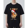 Men's Black T-Shirt Christmas Rooster With Santa Hat And Lights F Caw F Funny Holiday Graphic Tee For Festive Season