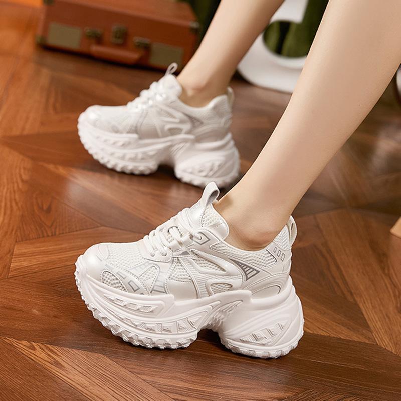 Daddy Shoes Women's Spring 2025 New Versatile Breathable Mesh Casual Sports Shoes Thick-soled Inner Height-increasing Women's Shoes