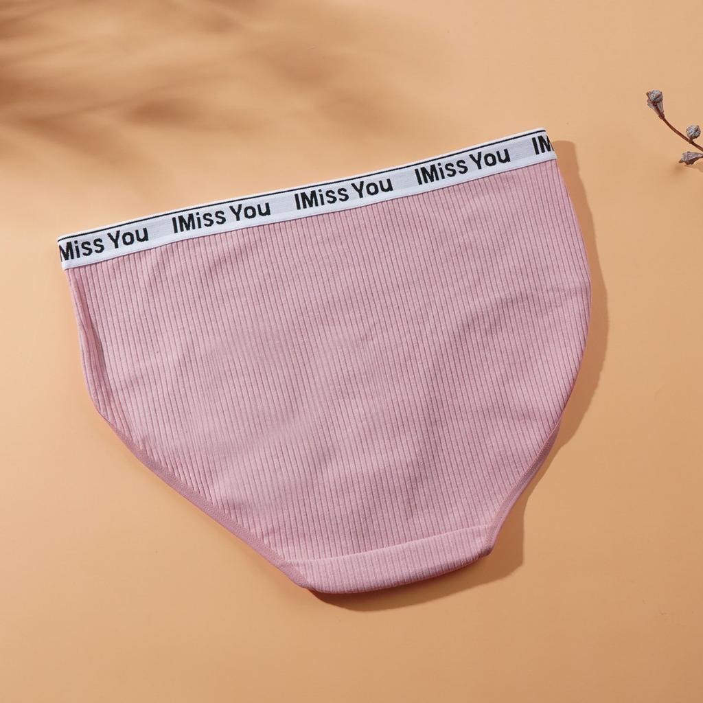 Damen Frühling Sommer Buchstabengarn Baumwolle Atmungsaktive Tasche Hüfte Mittlere Taille Dreieck Slips