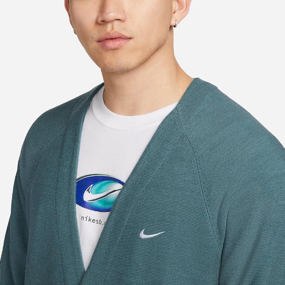 Nike SB Skateboarding Loose Fit Knit Cardigan Sweater Men's Teal Green DQ6307-379