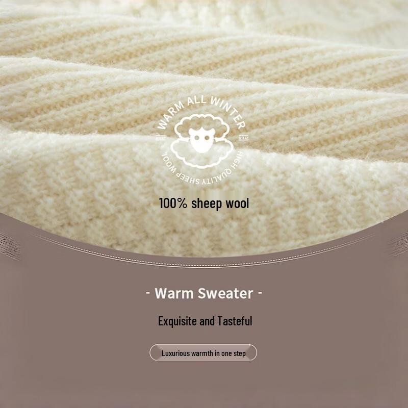 Hengyuanxiang Men's Thickened Cable Knit Jacquard Wool Sweater
