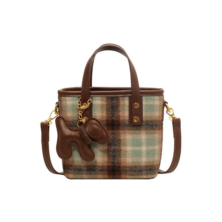 New JANE KLAIN Fabric With Synthetic Leather One Shoulder Handbags Women's Coffee/Green JK-BA1738