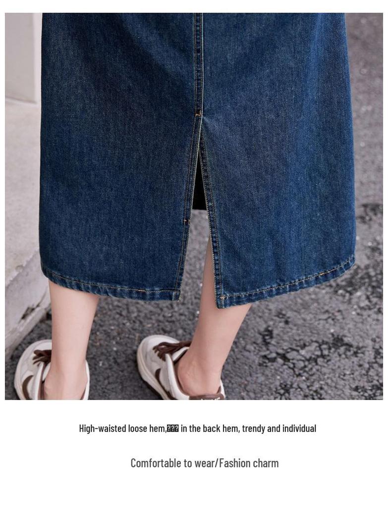 Trendy Slimming Denim Dress for Women - 2026 Spring/Autumn Style with Waist-Cinching, Flattering Fit & Lapel Design
