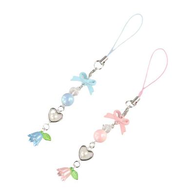 Phone Rope Bow Bead Phone Chain Anti-loss Convallaria Mobile Phone Lanyard Pendant Wrist Strap Cell Phone Strap Telephone Decor