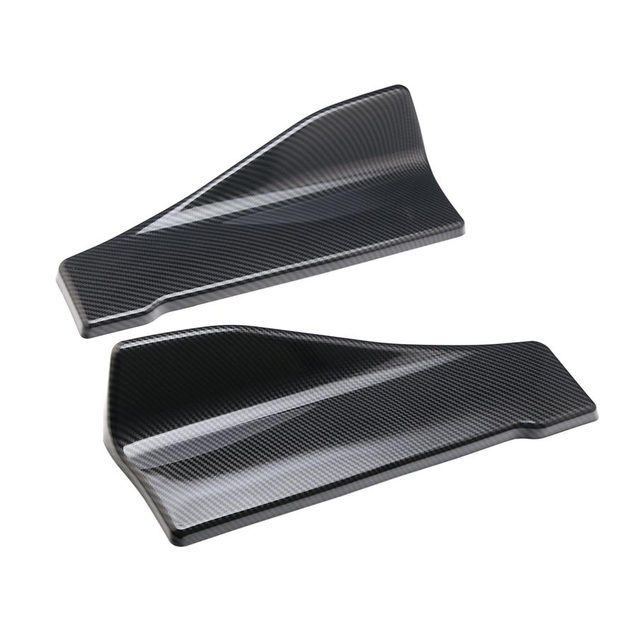 2 Pcs Carbon Fiber Color Car Bumper Spoiler Rear Splitter Diffuser Lip Universal