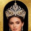 Korunka Miss Universe Diadém Vysoká Korunka Královna Soutěže Krásy Diadémy na Svatbu Snubní Měděná s Křišťálovým Kamenem pro Doplněk do Vlasů