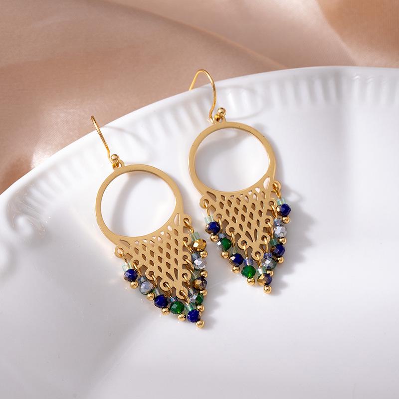 Brincos de Coelho Stud em Aço Inoxidável com Zircônia Azul-Verde Caçador de Sonhos: Moda de Luxo Feminina