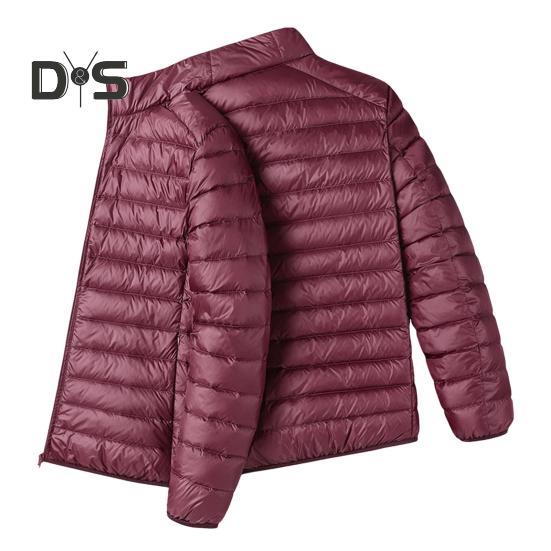 Herren Baumwolljacke Stehkragen Langarm Reißverschluss Knopfleiste Jacke Mantel mit Taschen Einfarbig Gesteppt Lässige Daunenjacke