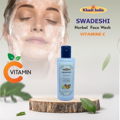 Khadi Natural 100% Herbal Vitamin C Face Wash - Brightening & Anti-Pigmentation Cleanser for Glowing Skin, Boosts Radiance with Natural Antioxidant