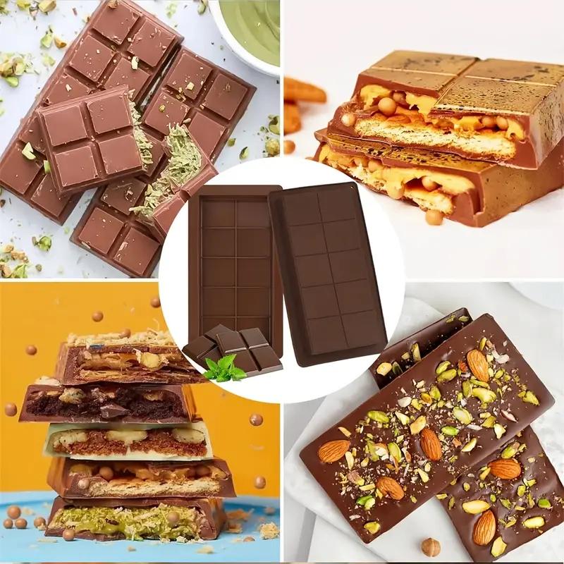 Chocolate Bar Mold Silicone, Large Filling Dubai Pistachio Deep Bar Mold Kit 1-inch Thick Large Package, Ideal for Making Homema