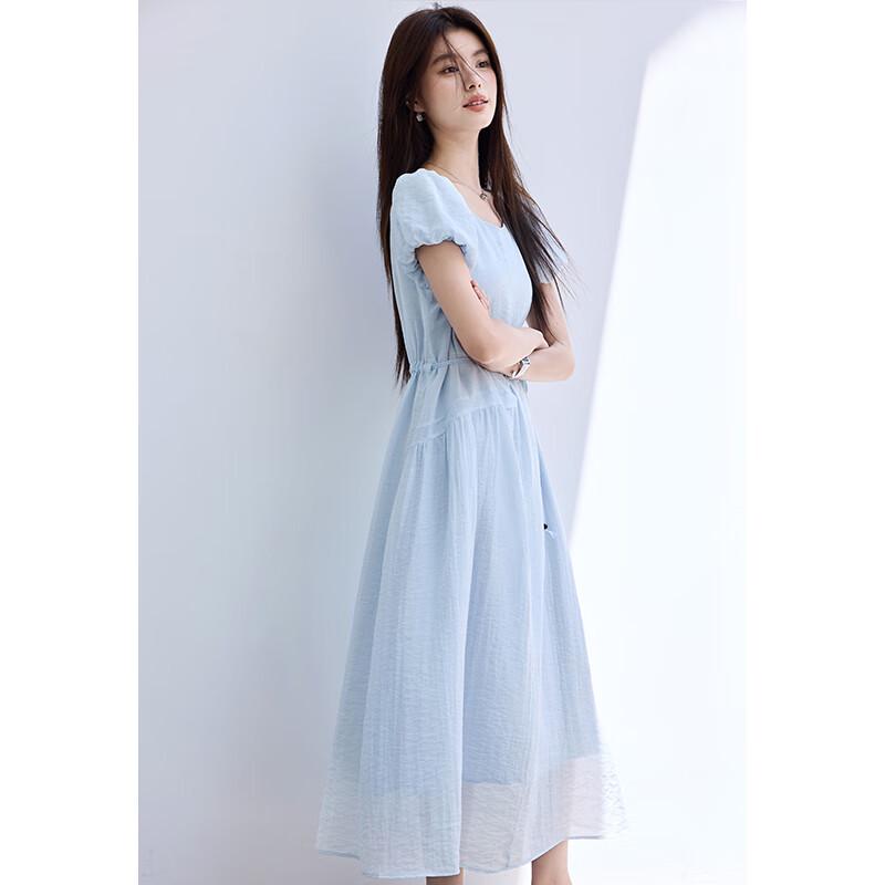 VICTORIA&VERA French Romantic Puff Sleeve Midi Dress