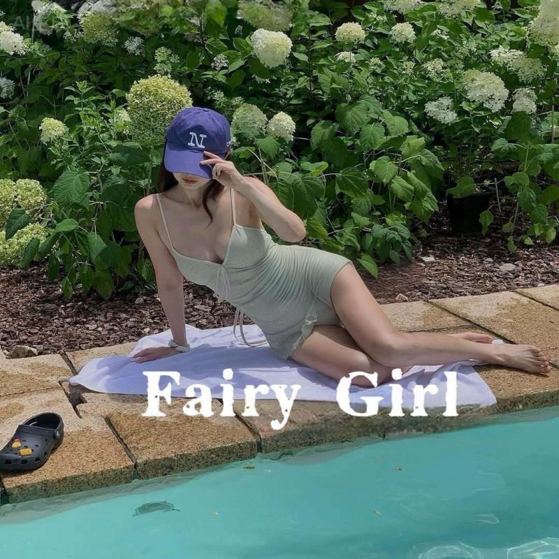 

Matcha Cake Swimsuit Women Korean Ins Pure Desire Green Triangle One-piece Belly Cover Hot M зелёный