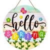PETCEE Hello Spring Door Sign - 30 Centimeter Colorful Flower Welcome Decorative Wreath Farmhouse Sign Suitable for Home Front Door Wall Porch Indoor