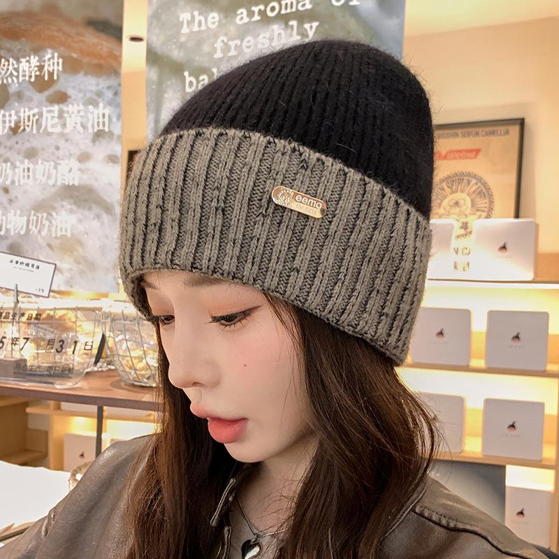 Wool Hat Women's Autumn and Winter Big Head Circumference Thickened Warm Ear Protection Hat Knitted New