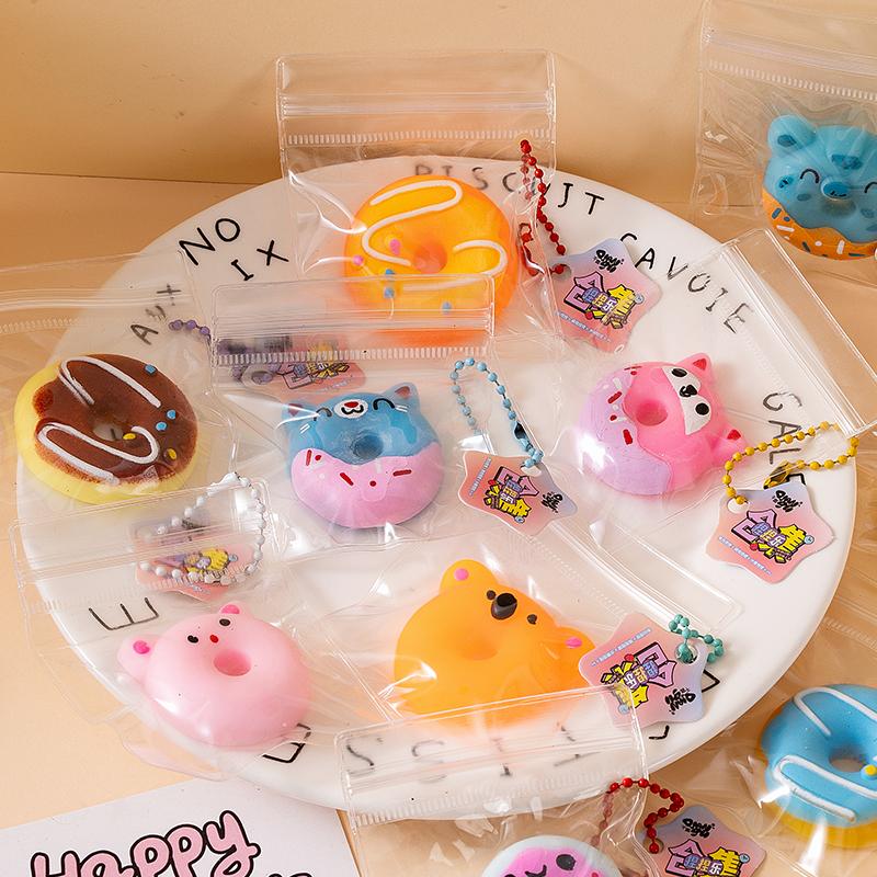 Donut Taba Squishy Bread Food Mochi Squishy Squeeze Stress Relief Toy Sensory Aiti-stress Sticky Squish Keychain Bag Pendant