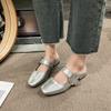 Fashion 2025 New Fashion Square Head Rhinestone Buckle Strap Sexy Slingback Sandals Women Pumps Slippers Low Square Heels Banquet Shoes