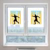 Soccer Player Window Sticker Sports Silhouette Window Cling Removable Static PVC Decals for Football Event Party Bedroom School Glass Decor