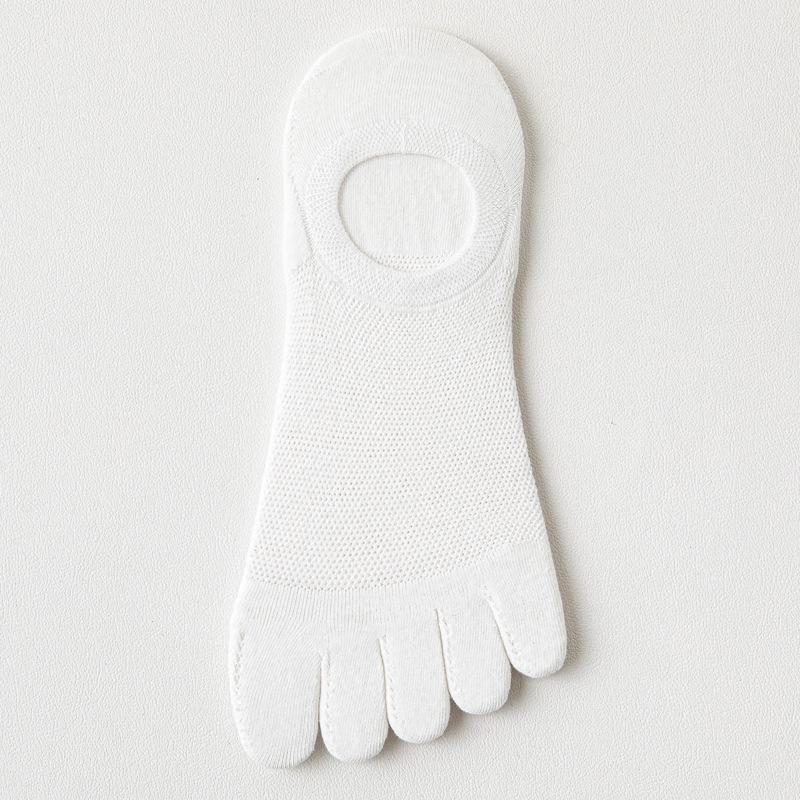 Men's Breathable Cotton Five-Finger Socks - Deodorant, Sweat-Absorbent, Split Toe, Invisible, Summer-Weight Mesh Boat Socks.
