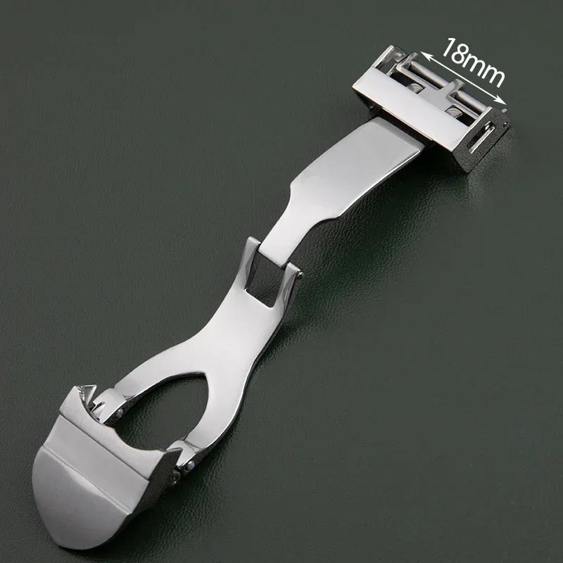 18mm 316L Stainless Steel Deployant Clasp Watch Buckle For Tudor  Strap Leather Rubber Band Replacement Silver Fold Buckle