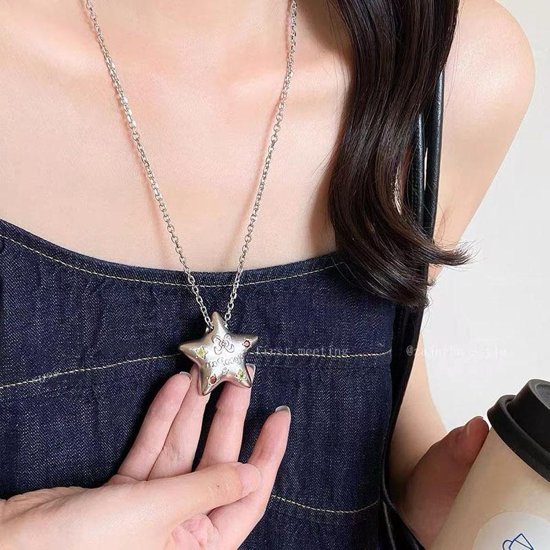 Vintage Ceramic Star Pendant Necklace with Braided Cord Adjustable Length Handmade Jewelry for Women and Girls