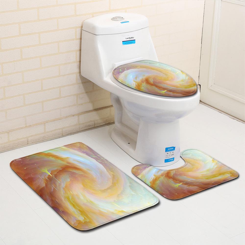 Fashion Painted Toilet Three-Piece Floor Mat Bathroom Door Mat Coffee Table Sand Carpet
