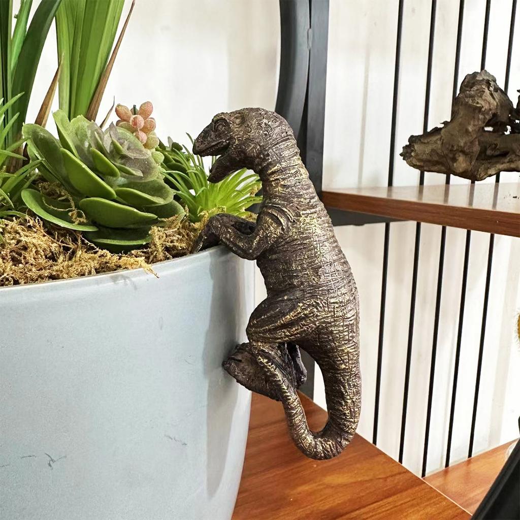 1Pc Resin Climbing Dinosaur Pendant, Flower Pot, Vase Resin Decoration, Decoration, Halloween Animal Theme Garden Decoration
