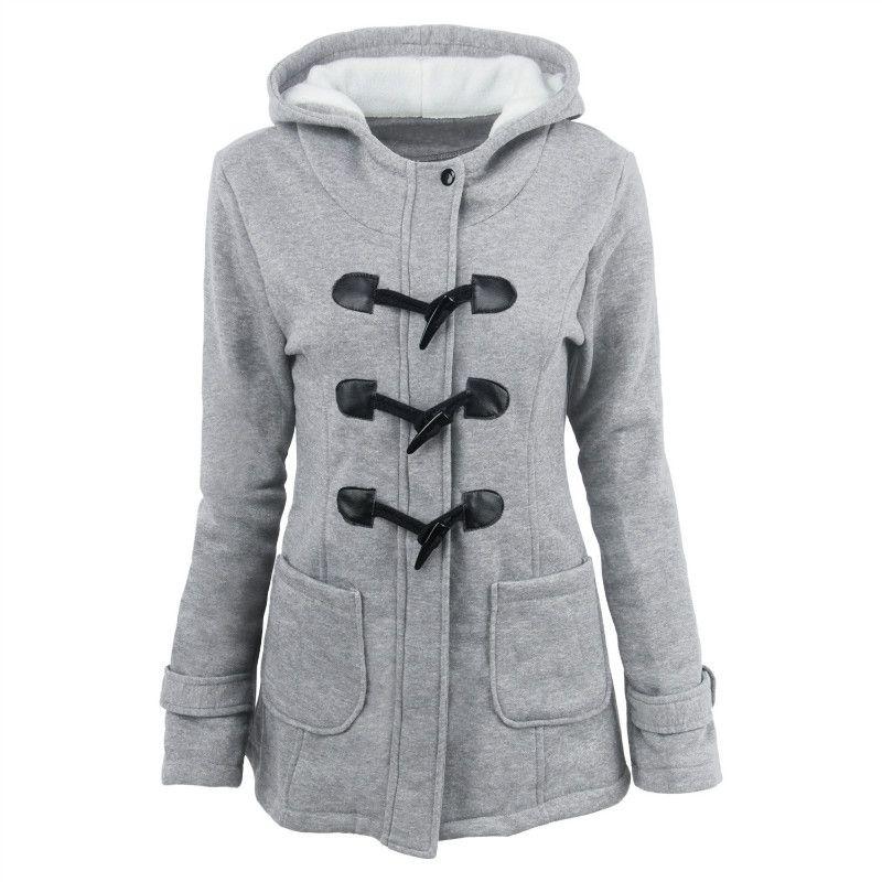 Elegant Women Trench Parka Hooded Coat Jacket Outwear Winter Warm Long Overcoat