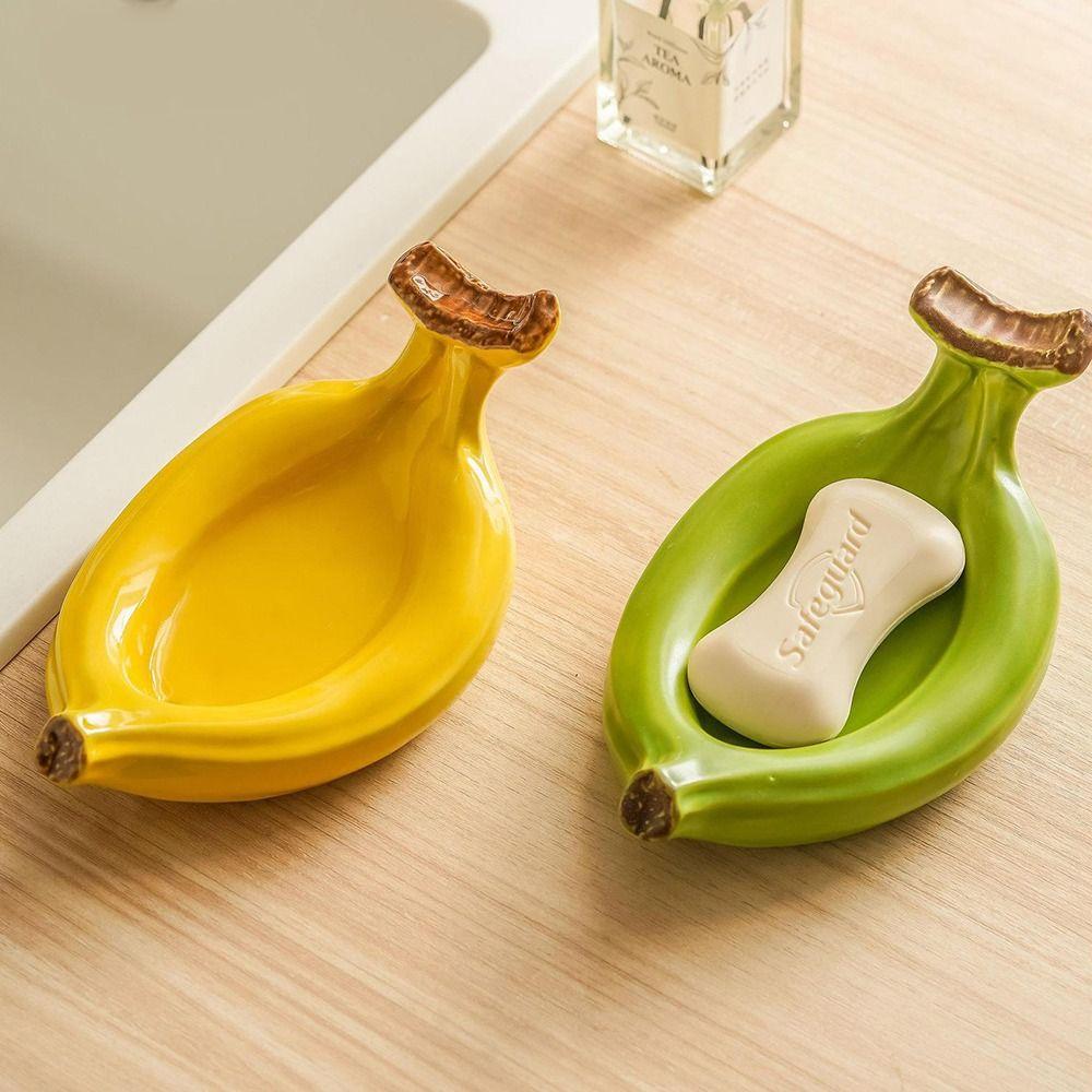 Creative Fun & Unique Banana Soap Dish Anti-Slip Water Draining Design Draining Soap Holder Soap Tray Home Decor