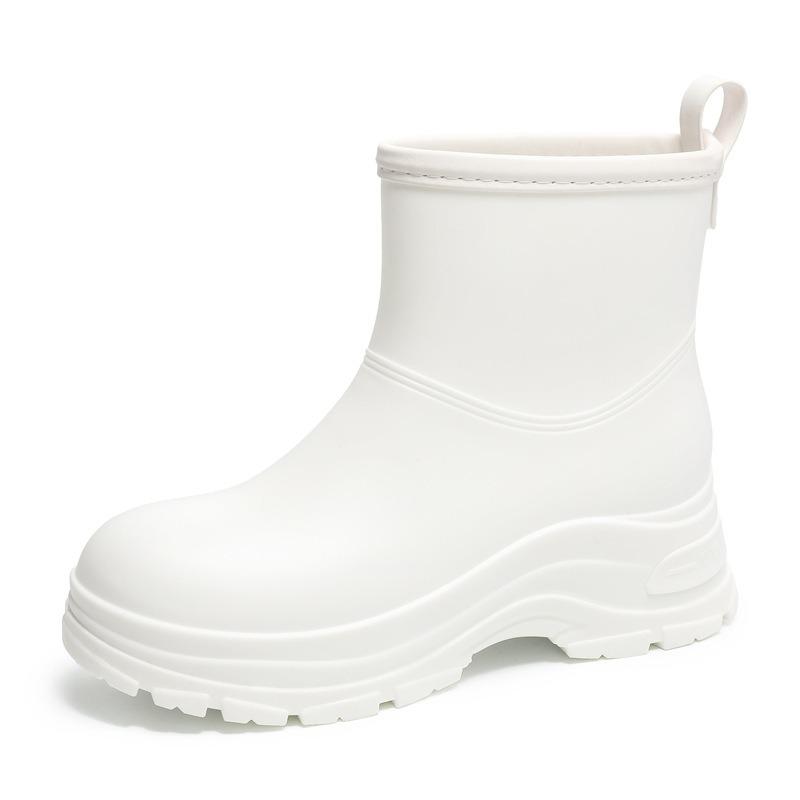 Short rain shoes thick-soled women's rubber shoes outdoor wear non-slip water boots thickened water shoes velvet short rain boots fashion