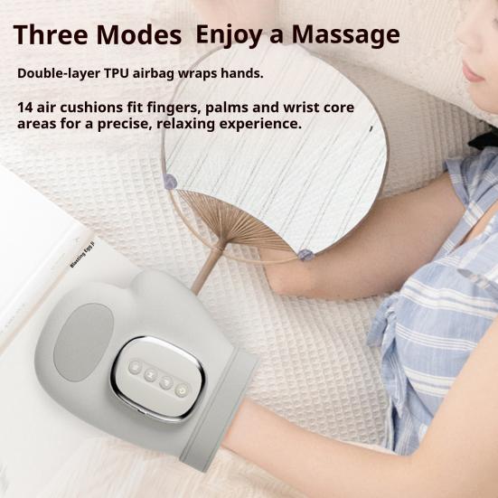 Hand Massager with Heat Air Compression Electric Finger Palm Relaxer with Adjustable Modes Portable Massage Device for Stress And Fatigue