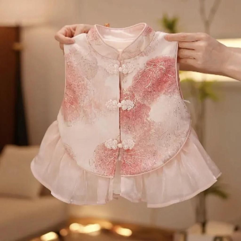 2025 Autumn Fashion: Chinese Style Vest & Three-Piece Set for Girls