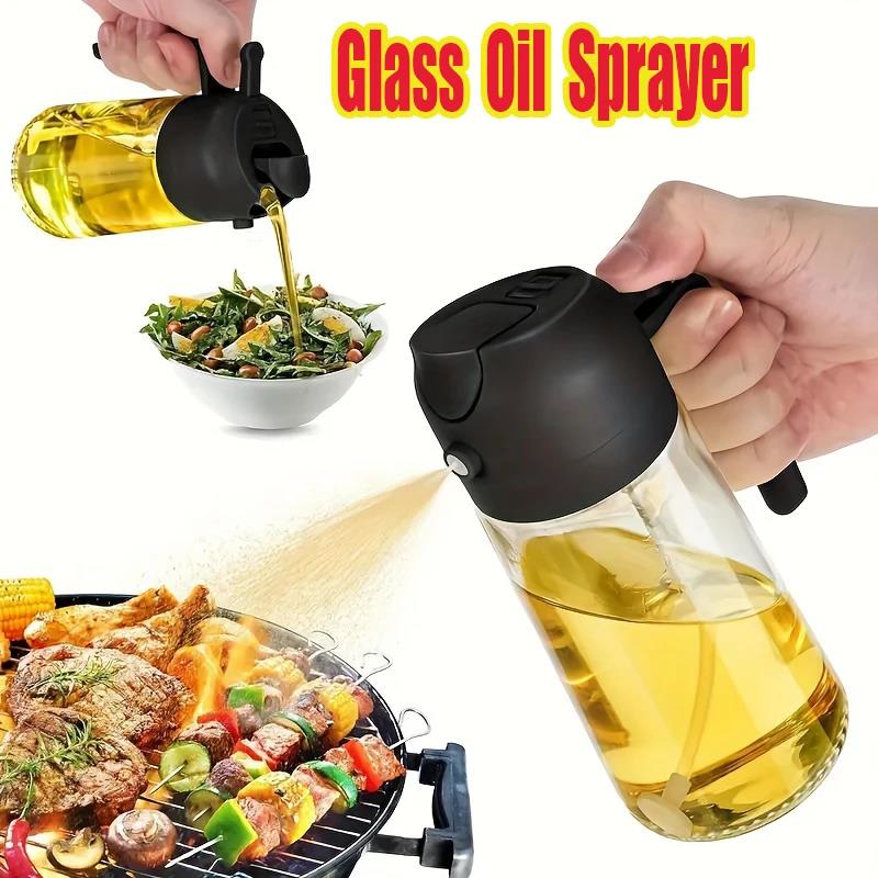 2in1 Glass Oil Spray Kitchen Oils Sprayer Spray Oil Sprayer BBQ Kitchen Baking for BBQ Air Fryer Salad Steak Kitchen Supplies 2