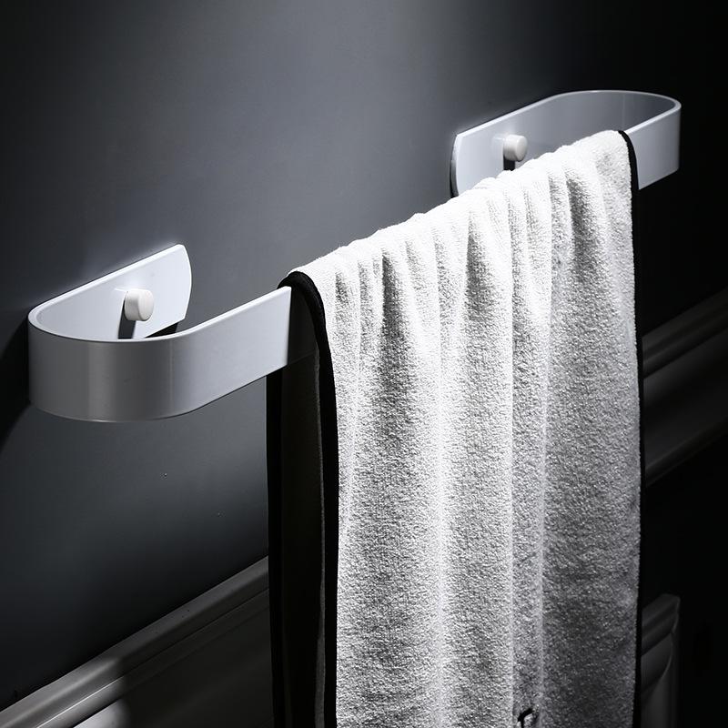 Tuqiu Towel Bar Nail Free Single Bathroom Towel Hanger White Aluminum Towel Rail Matte Black Towel Holder 30/40/50/60 cm