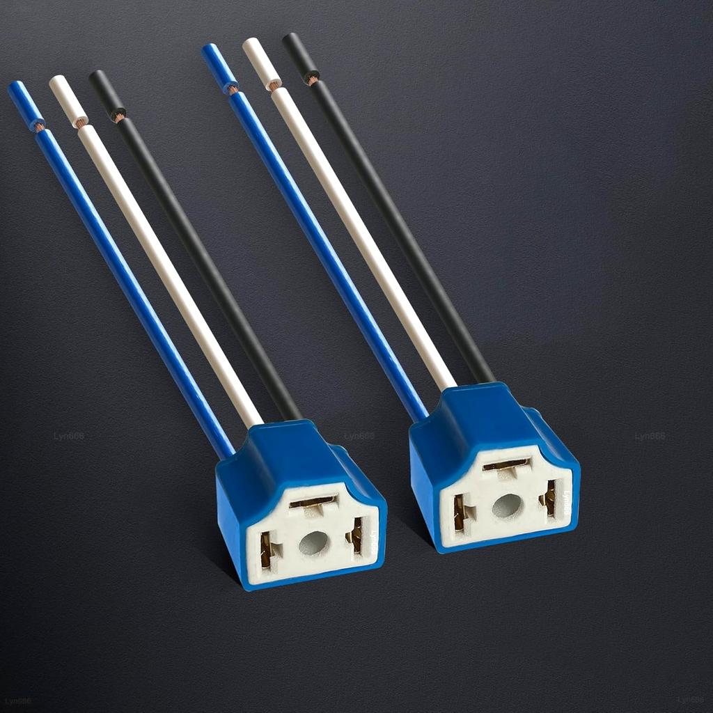 H4 Pigtail Headlight Socket H4 Connector Wiring Harness Female Plug 14AWG Ceramic H4 9003 Pigtail Connector (pack of 2)