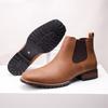 Golden Sapling Square Toe Chelsea Boots for Men Retro Leather Shoes Gentleman Party Business Ankle Botas Footwear