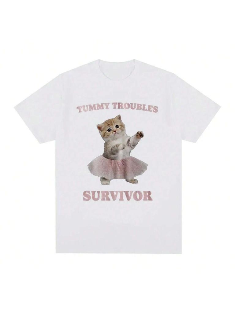 Tumor Survivor Funny Cat Fan T-Shirt Wounisexs Fashion Short Sleeved Tshirt Casual Oversized Tshirt