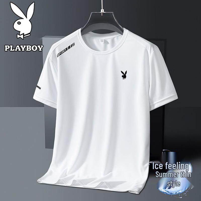 PLAYBOY Men's Short Sleeve Ice Feel T-Shirt